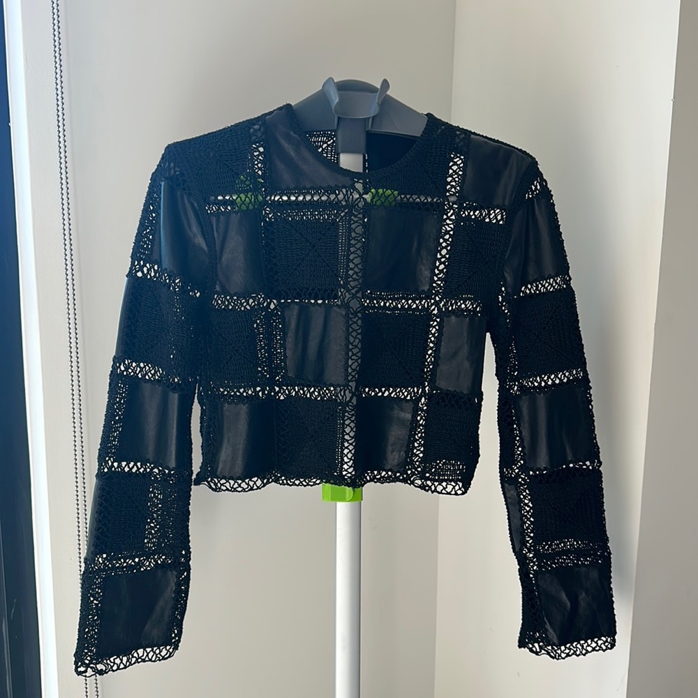 Top crochet/leather Zara top size M